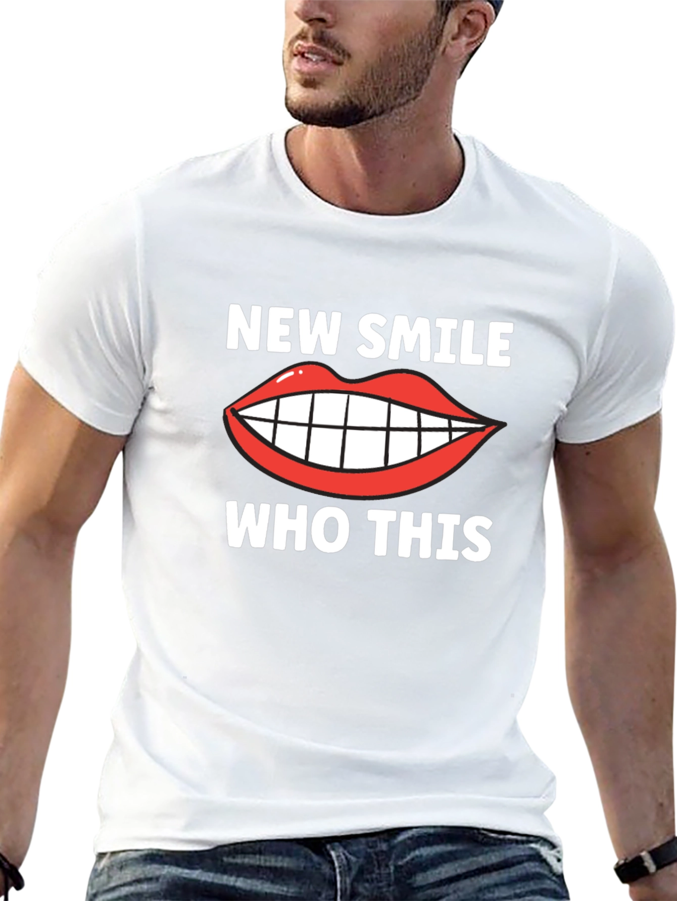 Black New Smile Who Dis Funny Graphic T-Shirt view 13