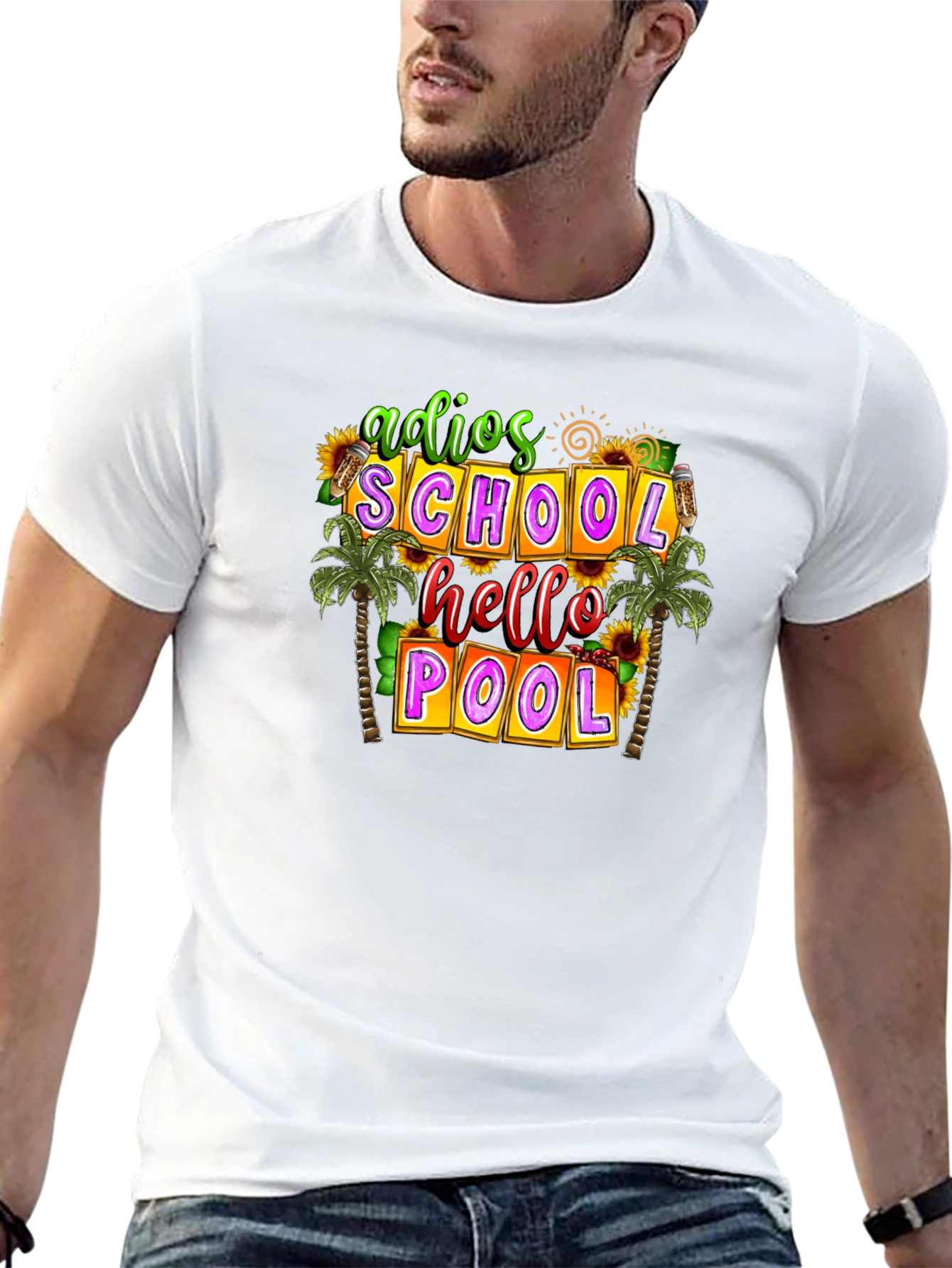 Black Adios School Hello Pool T-Shirt view 13