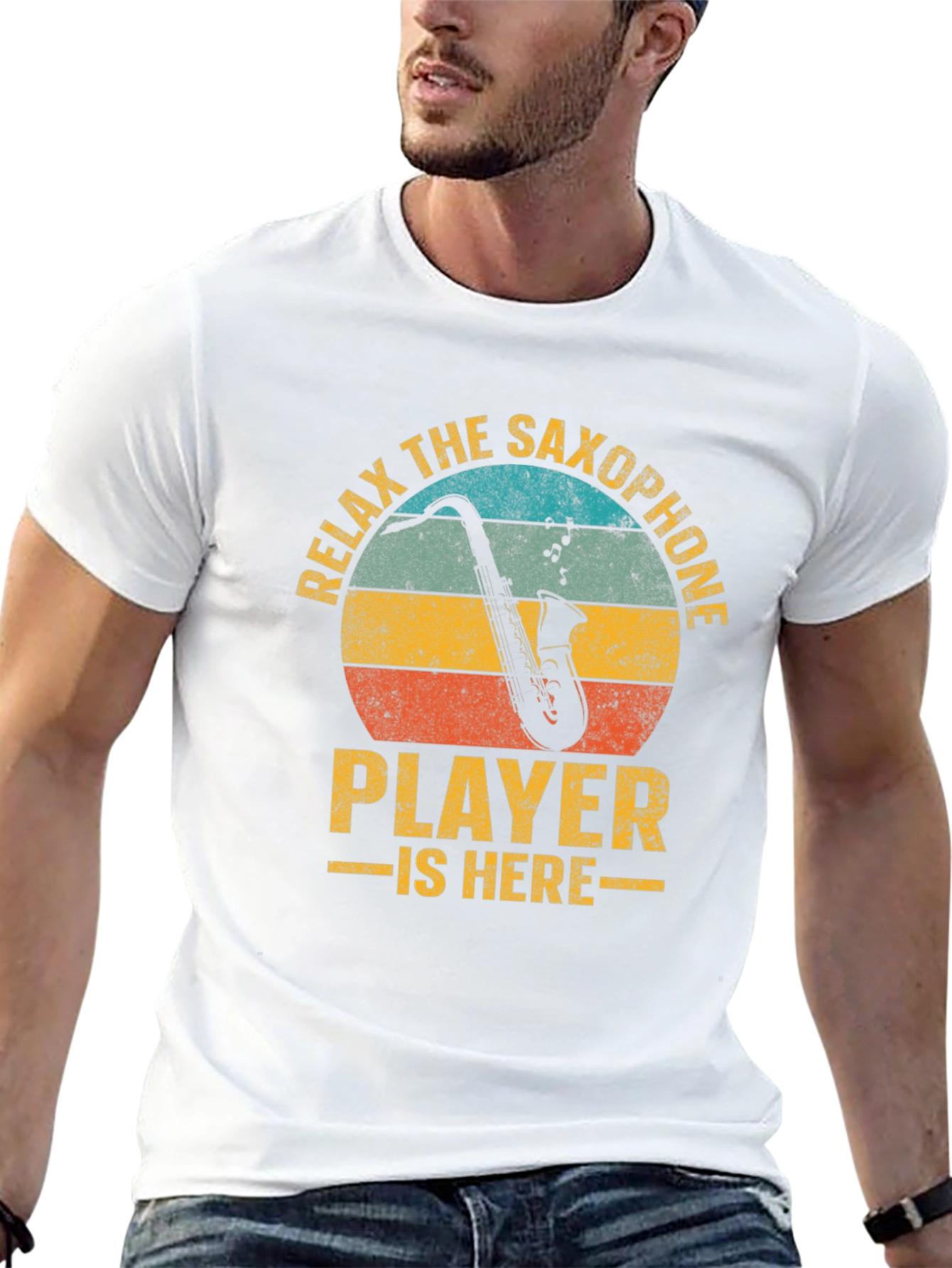 Black Relax The Saxophone Player Is Here Graphic T-Shirt view 13