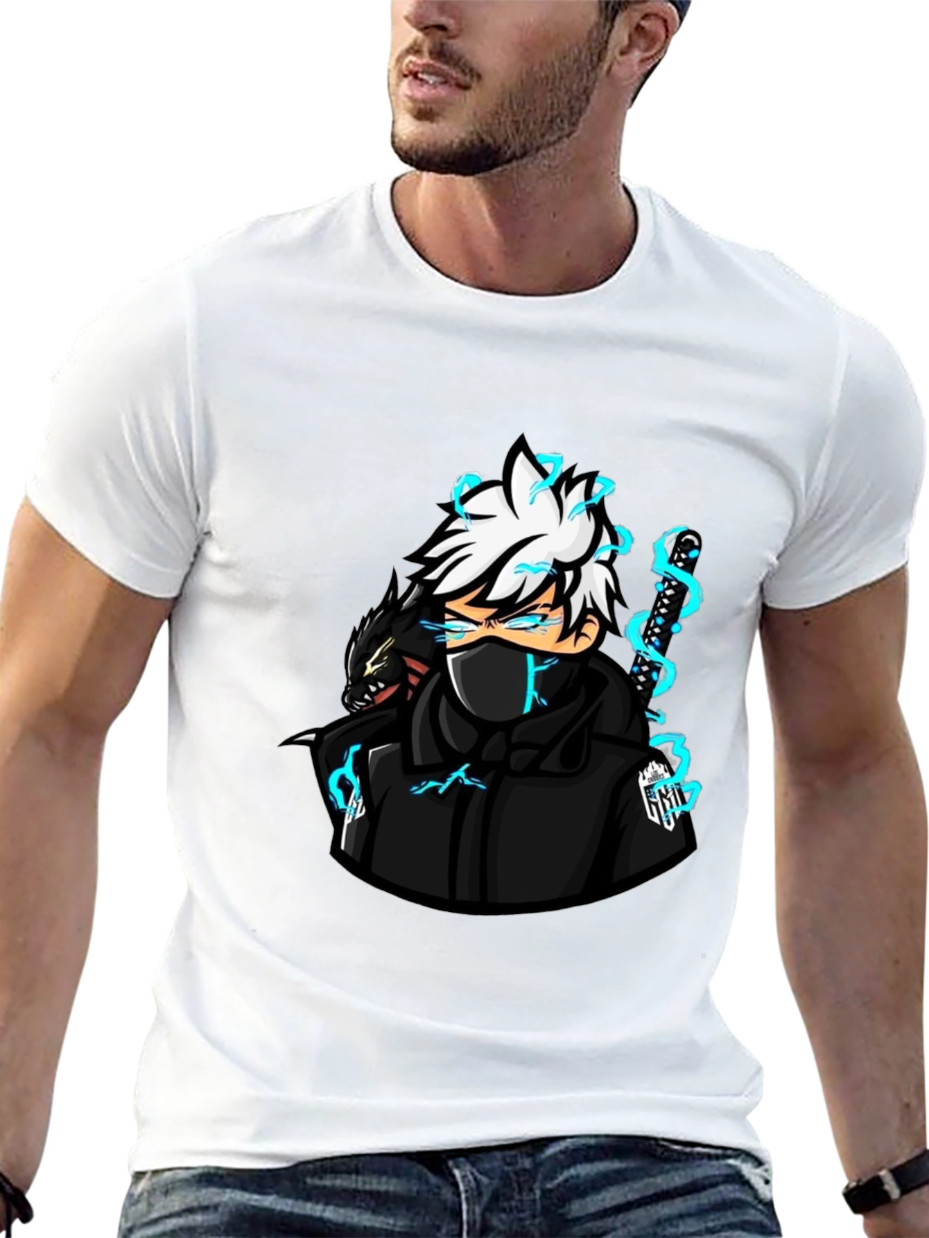 Black Anime Character Graphic Black T-Shirt view 13
