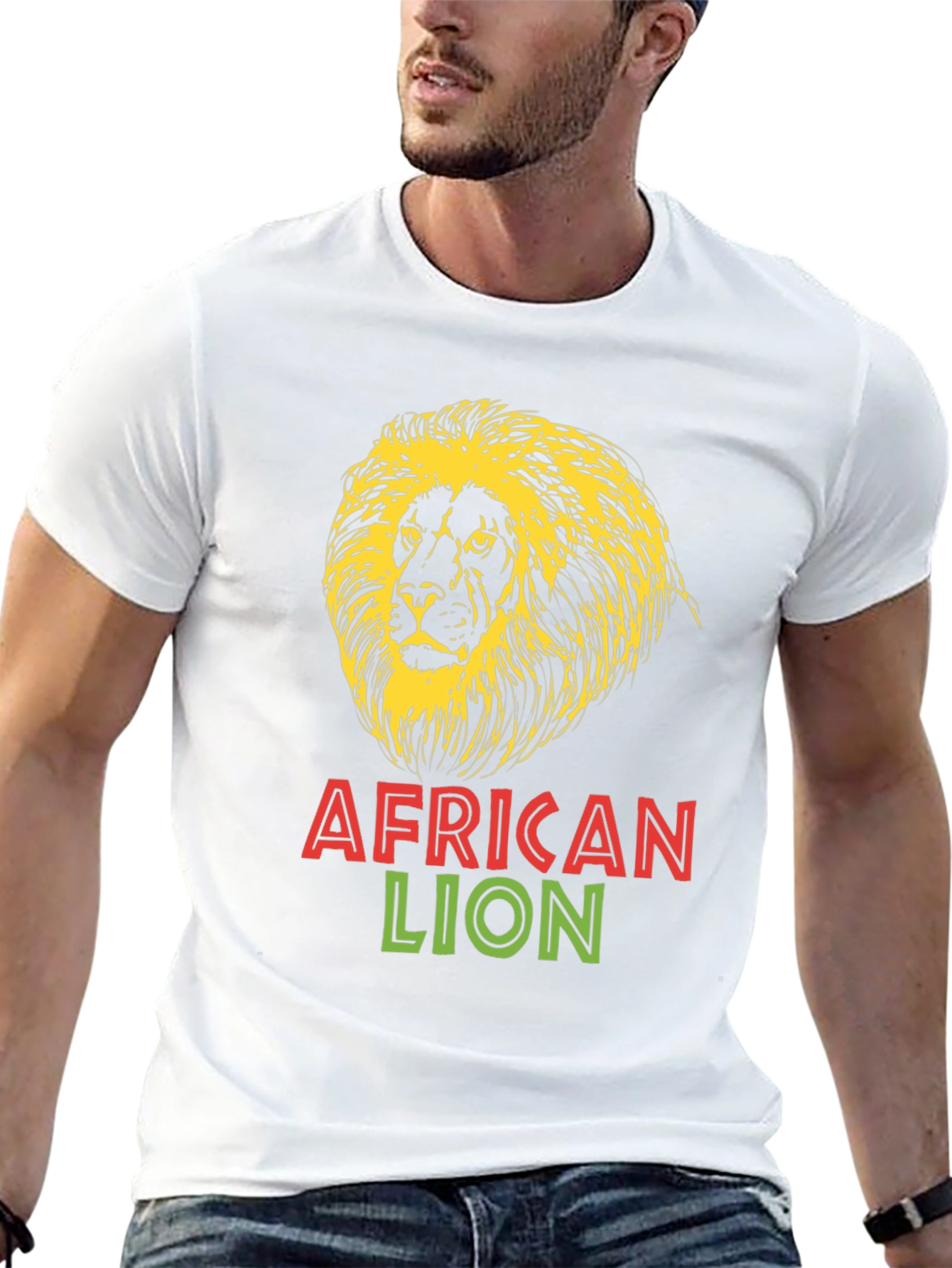 Black African Lion Graphic Tee - Bold Black T-Shirt view 13