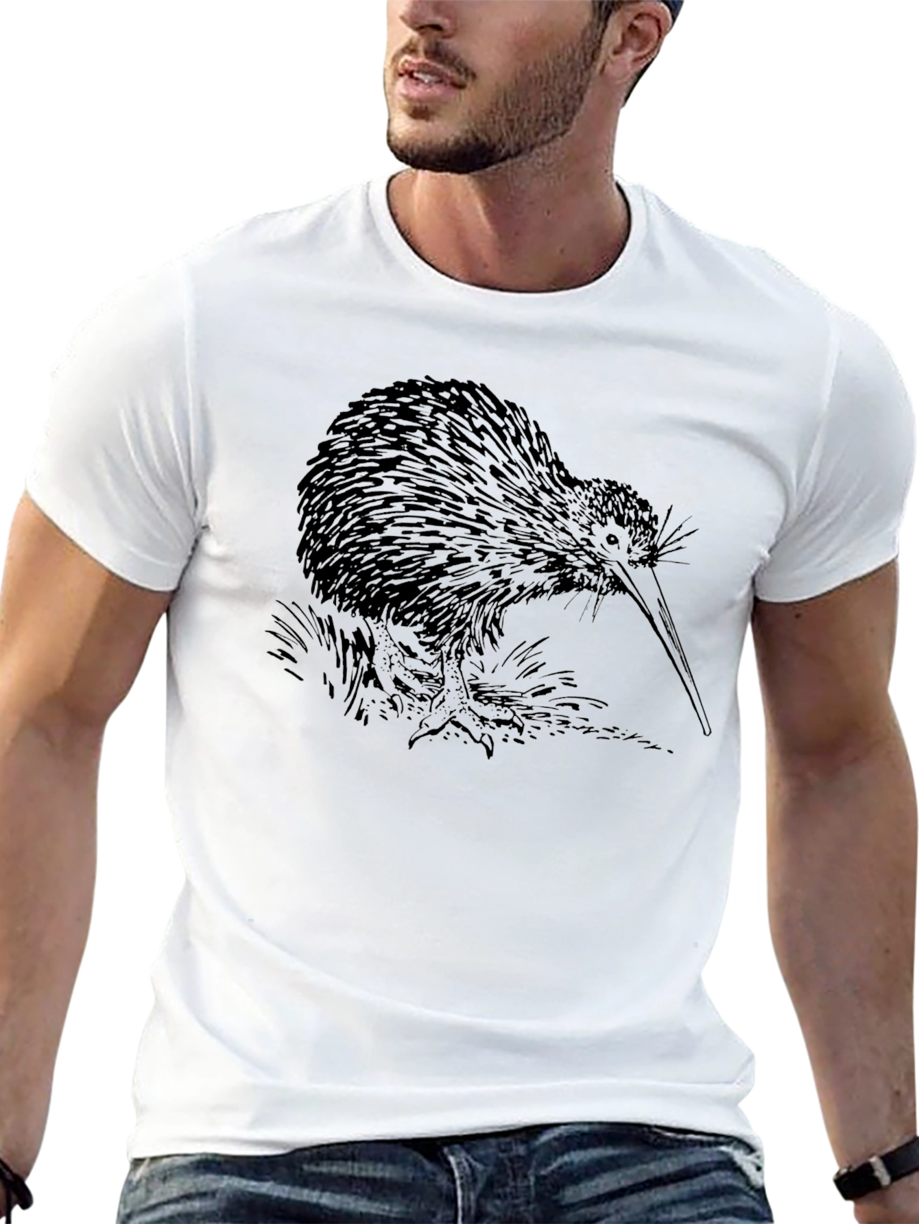 Black Kiwi Bird Graphic Tee - Unisex Black T-Shirt view 13