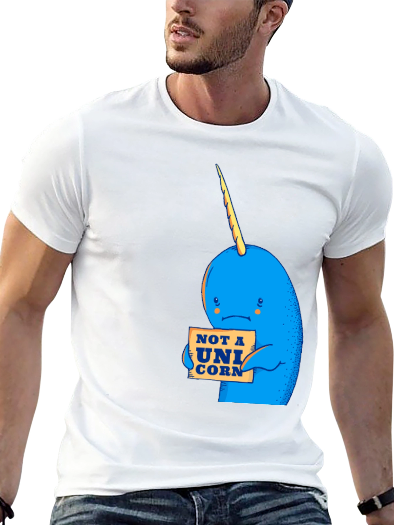 Black Narwhal 'Not A Unicorn' Graphic T-Shirt - Black Cotton Tee view 13