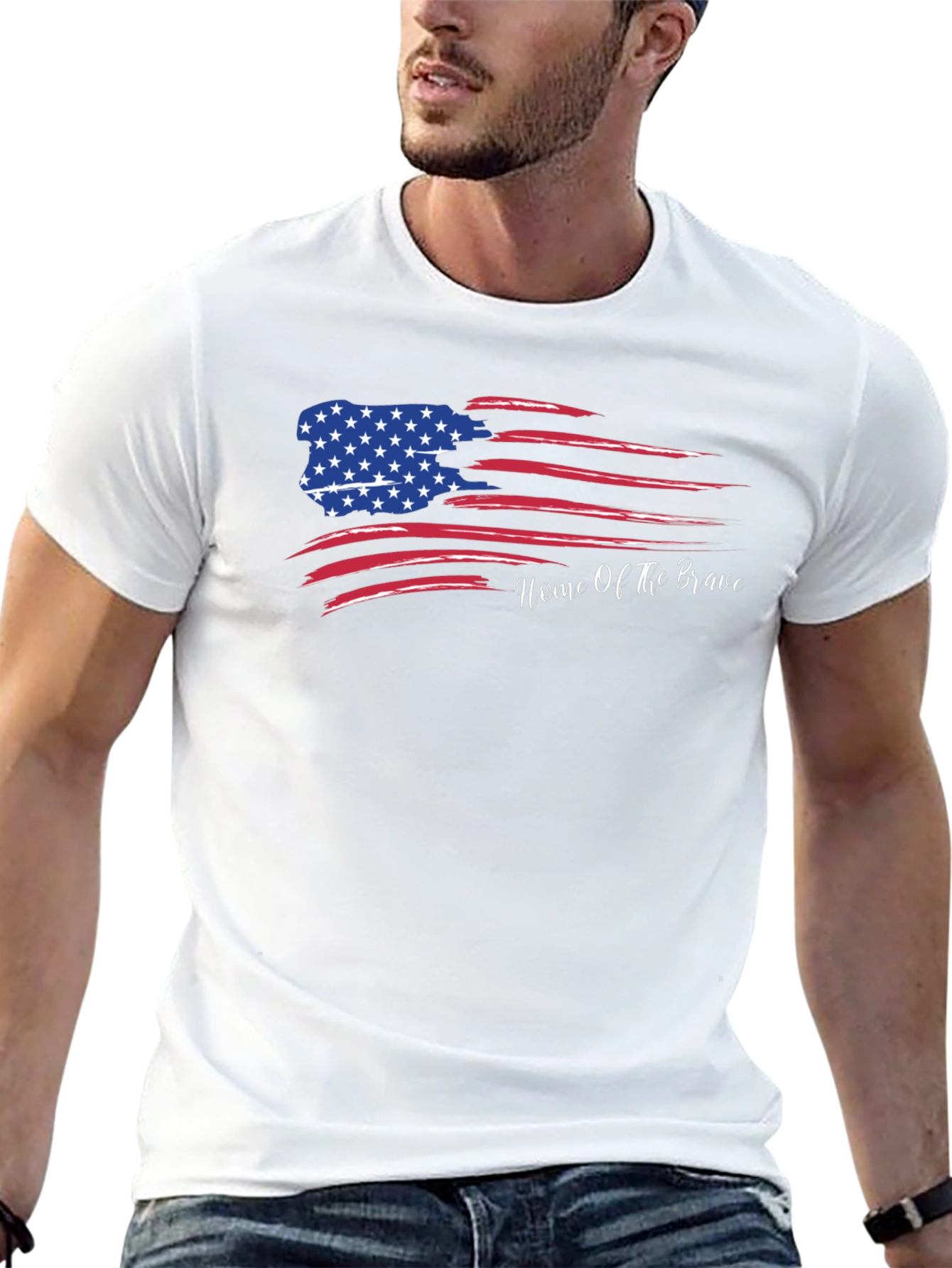 Black Home of the Brave Graphic Tee - Patriotic T-Shirt view 13