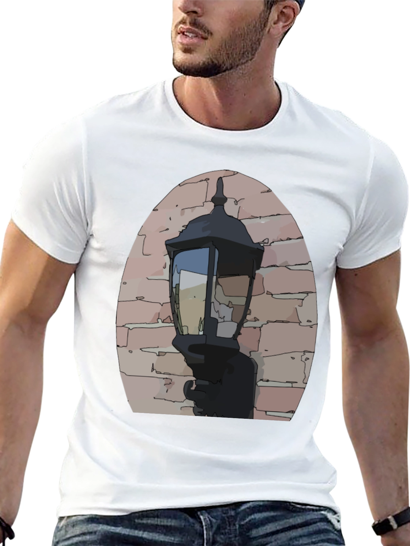 Black Vintage Street Lamp Graphic Tee view 13