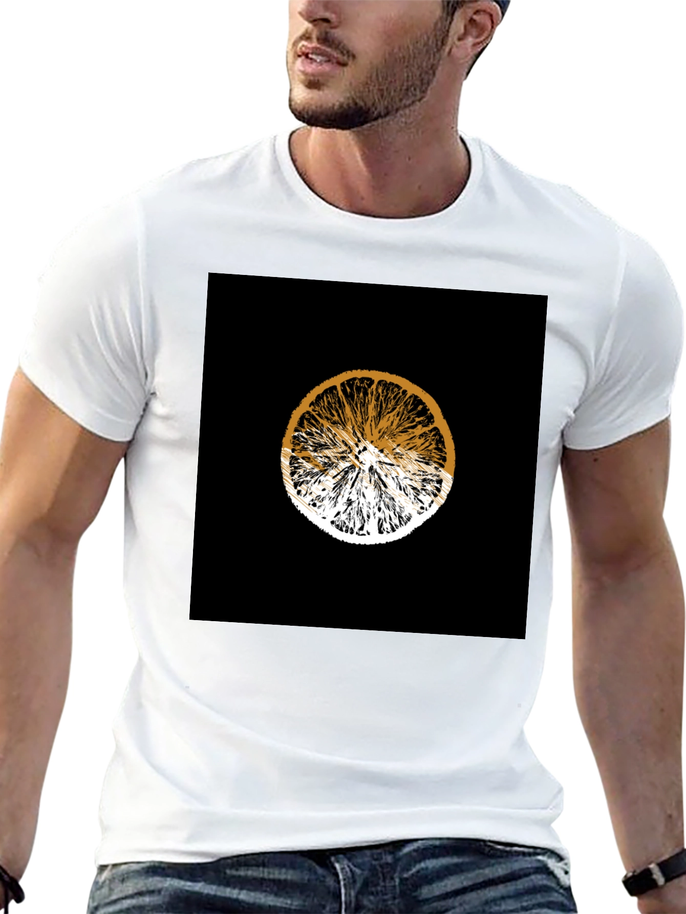 Black Orange Slice Graphic Black Tee - Unisex view 13