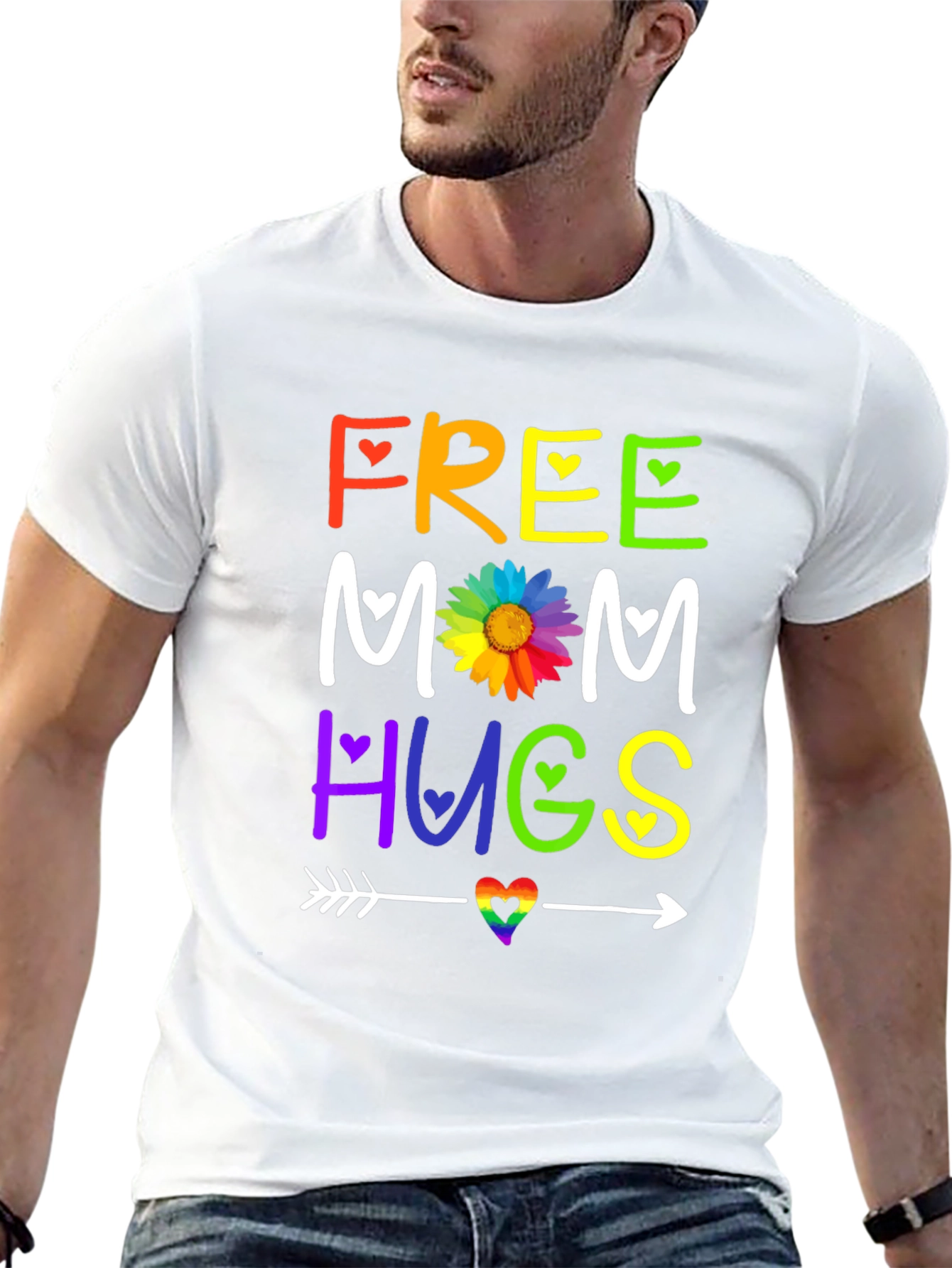 Black Free Mom Hugs T-Shirt - Rainbow Pride view 13