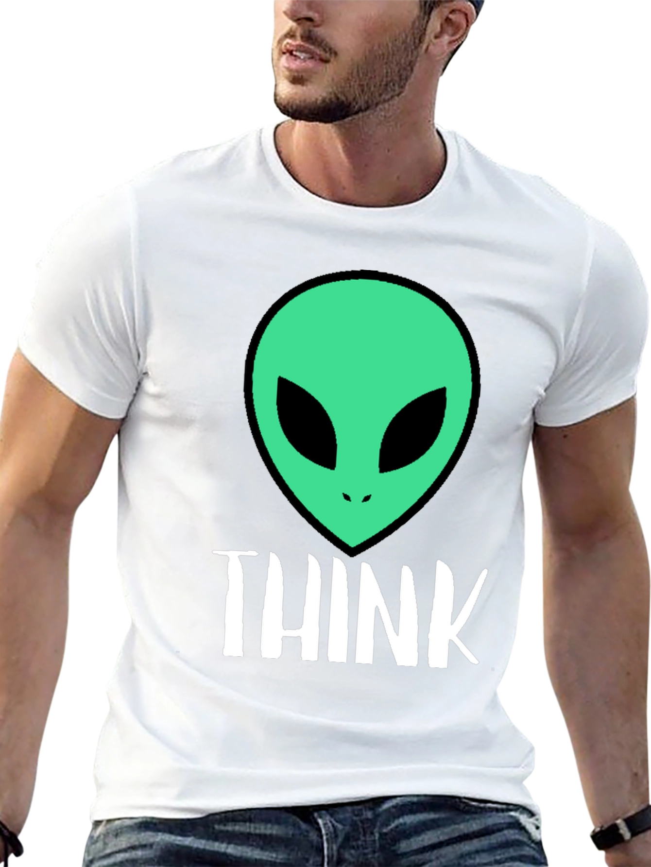 Think Alien Graphic Tee - Black Unisex T-Shirt - 13