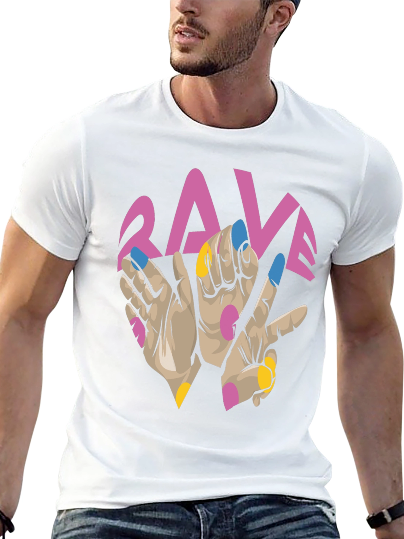 Black Rave Hand Graphic Black T-Shirt view 13