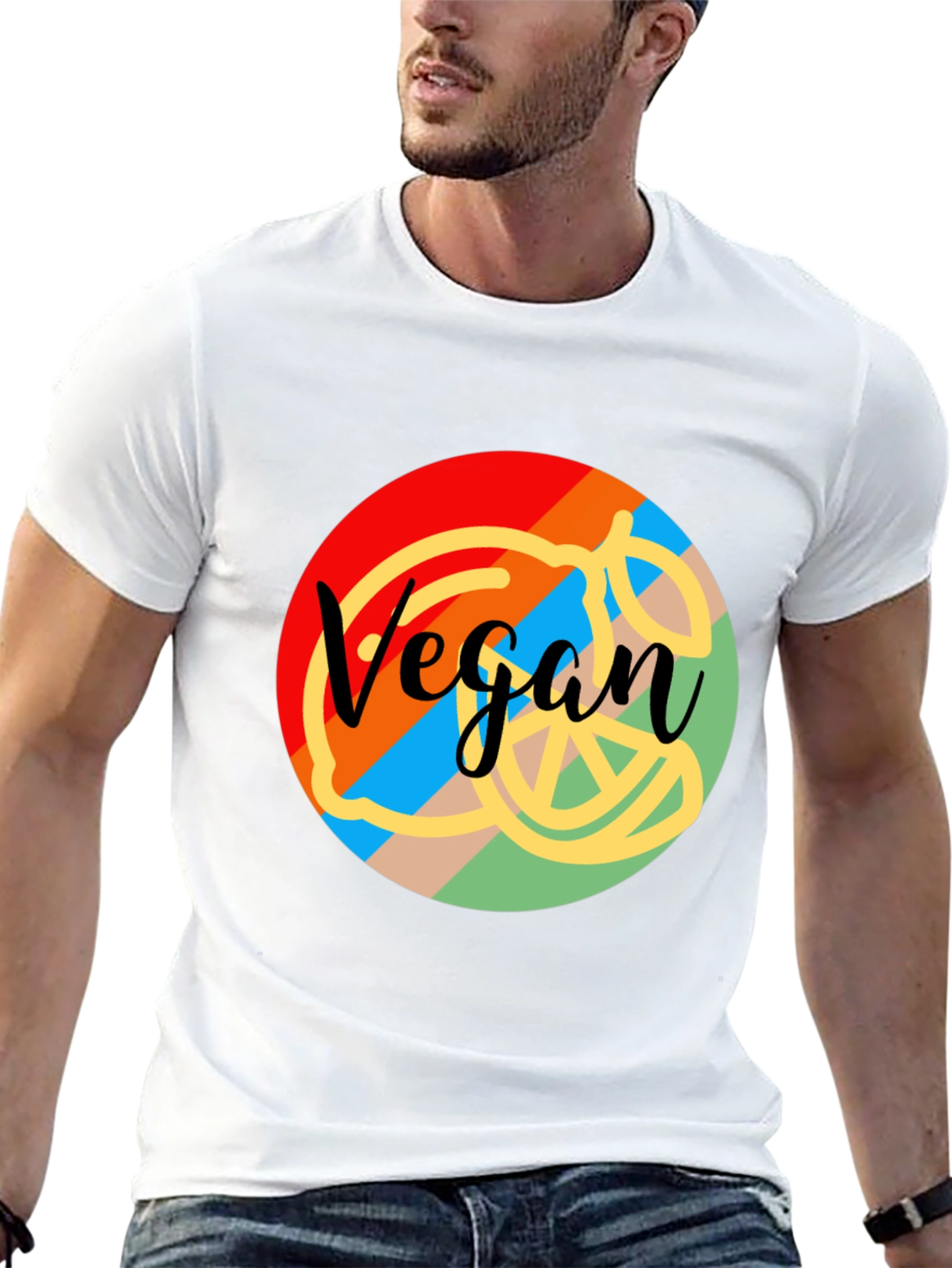 Black Vegan Graphic Tee - Colorful Design view 13