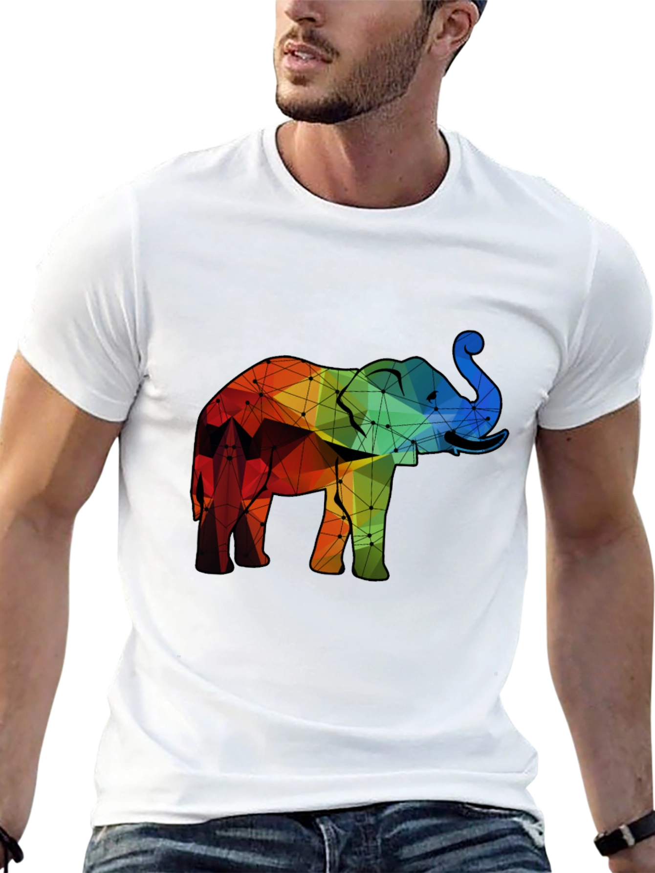 Black Geometric Elephant Graphic Tee view 13