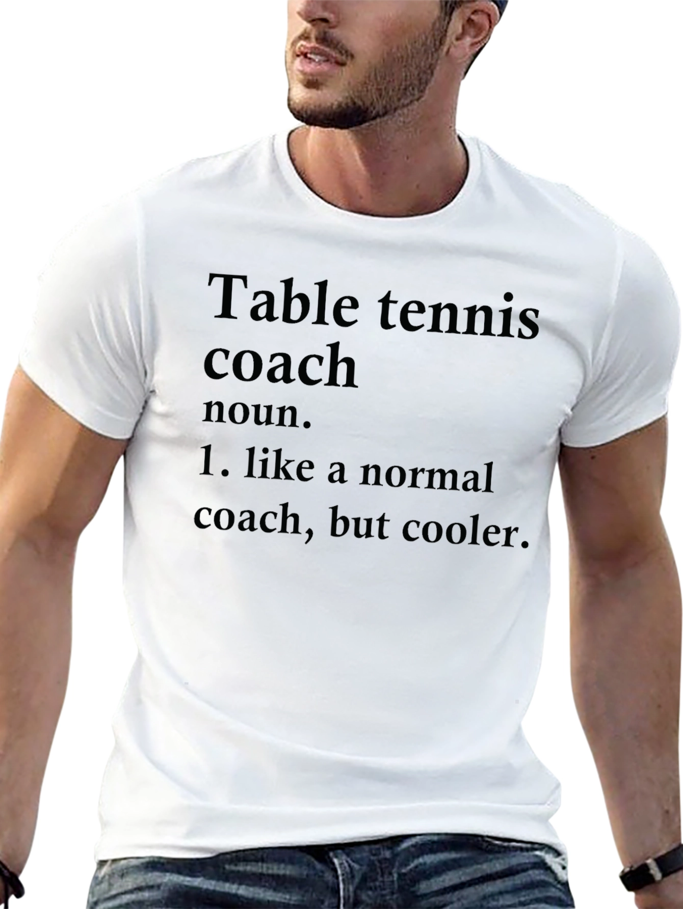 Black Table Tennis Coach Black T-Shirt - Cool Definition Tee view 13