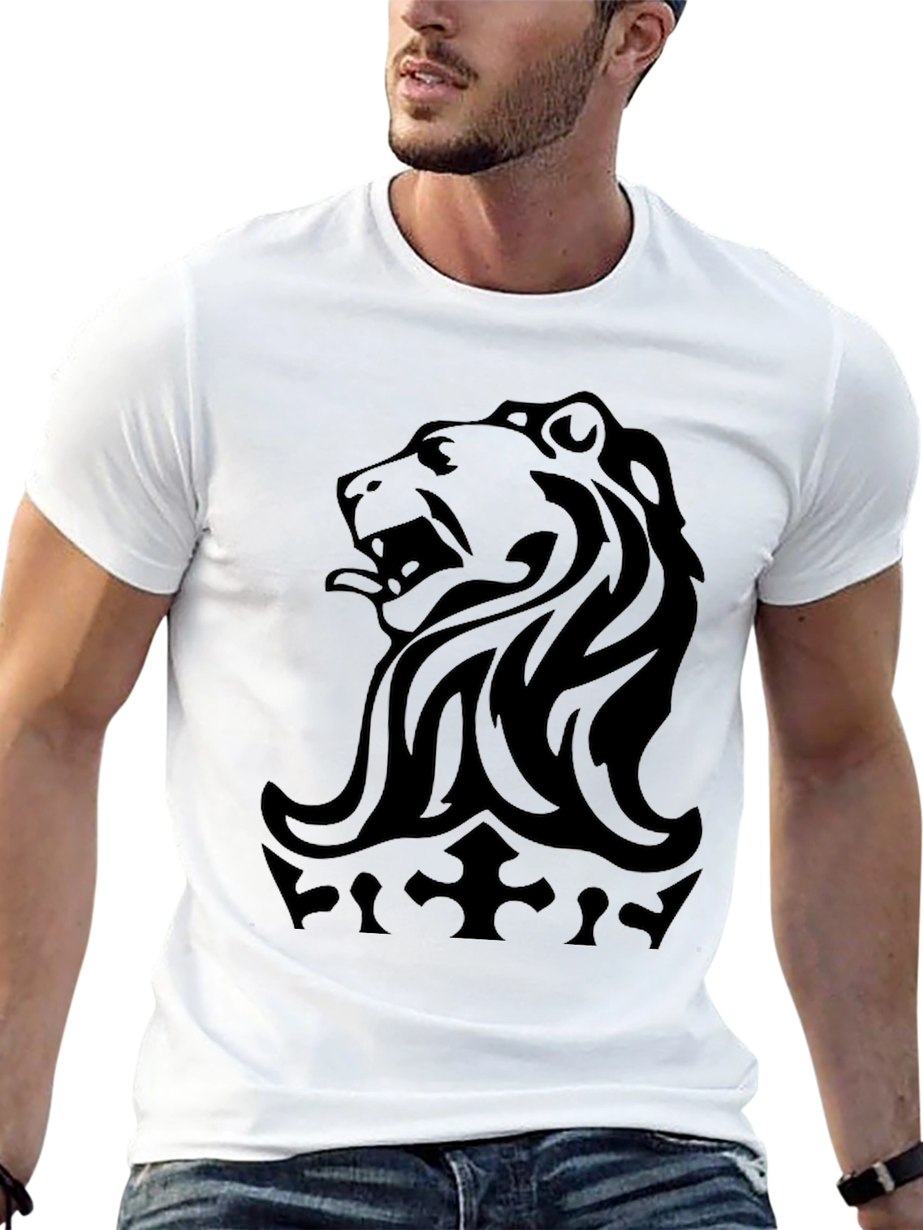 Black Lion Crest Black Graphic Tee view 13
