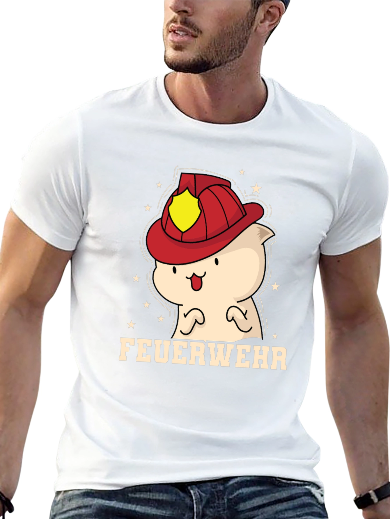 Black Cartoon Firefighter T-Shirt view 13