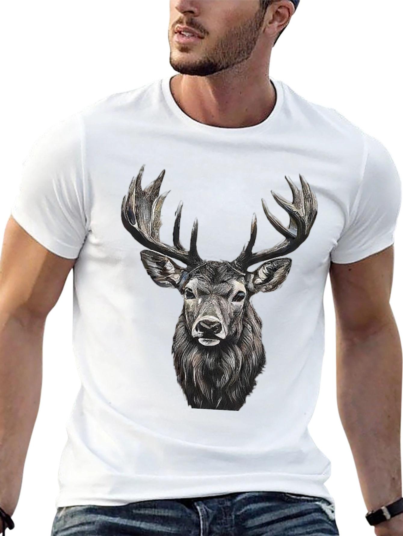 Black Deer Graphic Tee - Black Cotton Blend view 13