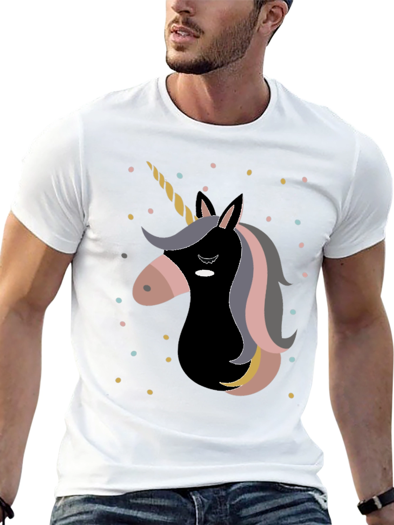 Black Unicorn Graphic Print Black T-Shirt view 13