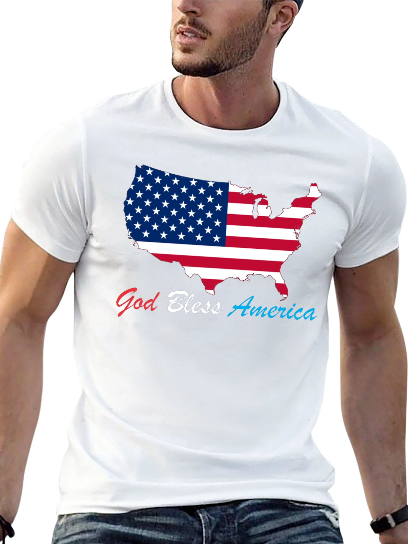 Black God Bless America USA Flag Patriotic T-Shirt view 13