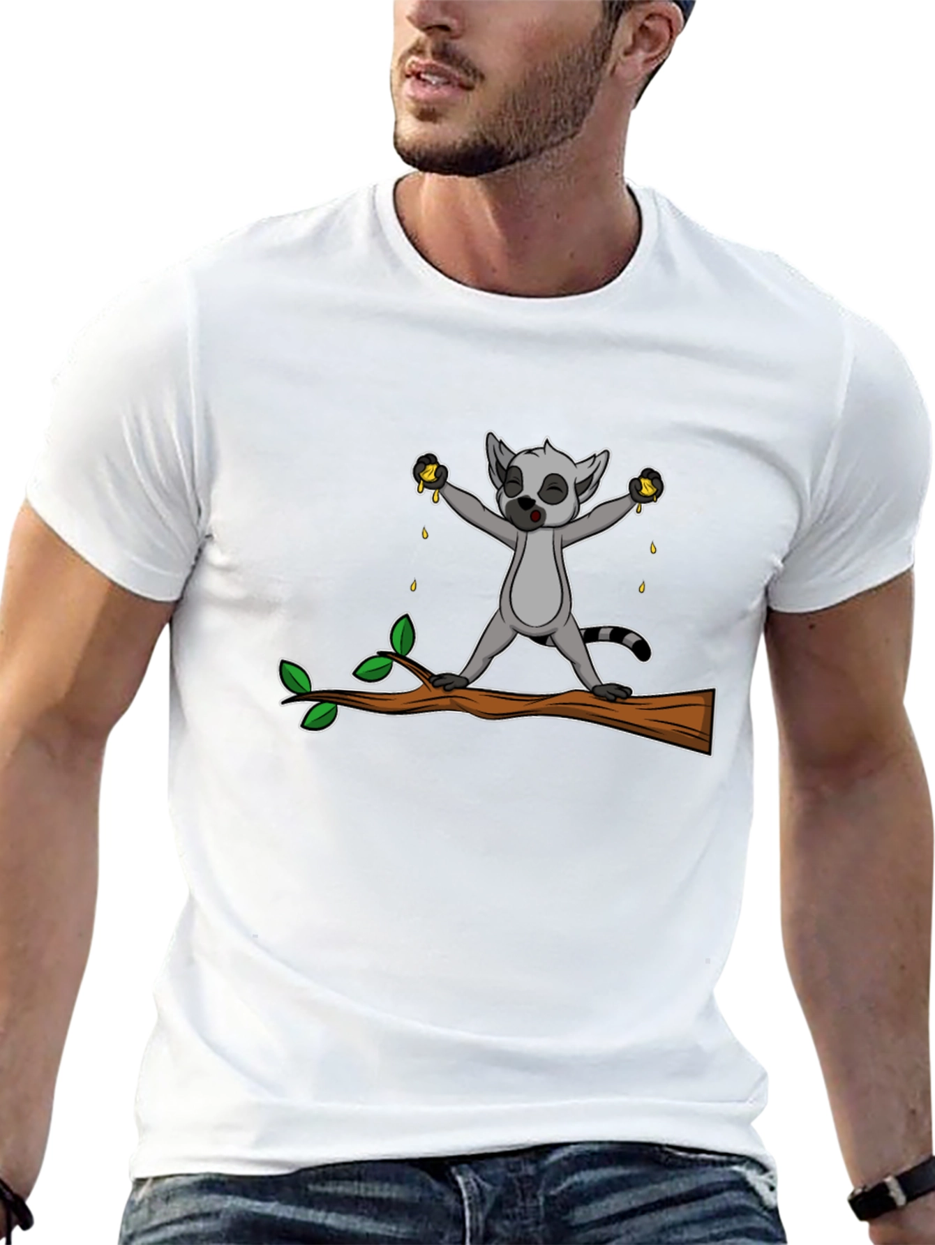 Black Lemur Squeezing Fruit Graphic Tee view 13