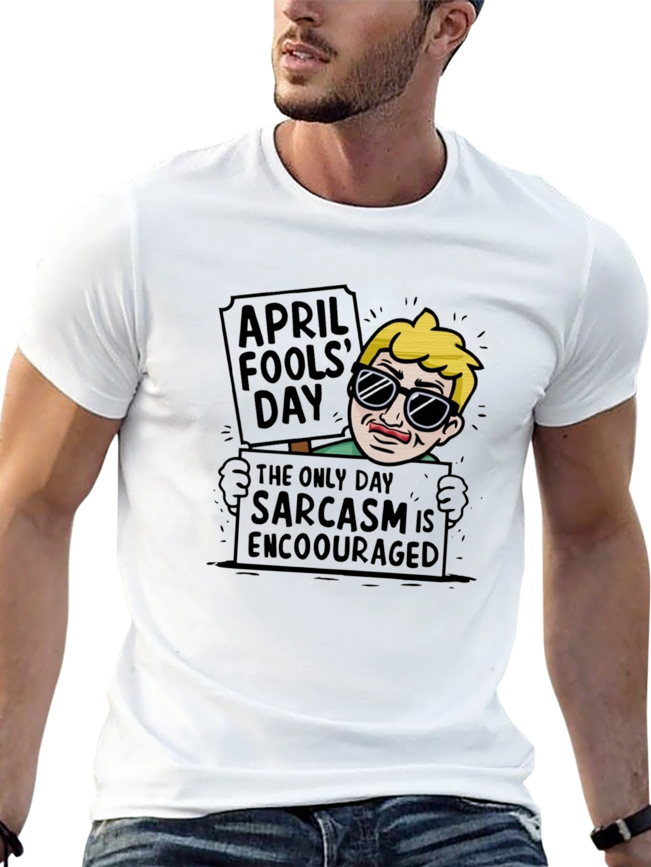 Black April Fool's Day Sarcasm T-Shirt view 13