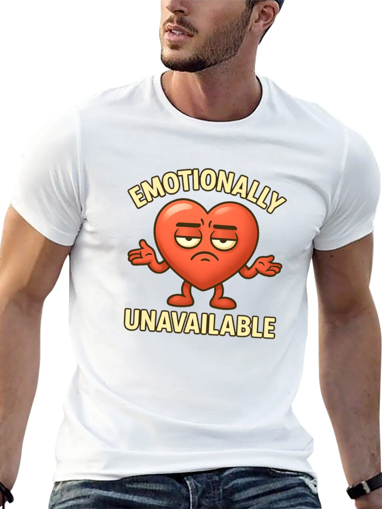 Black Emotionally Unavailable Heart Graphic T-Shirt view 13