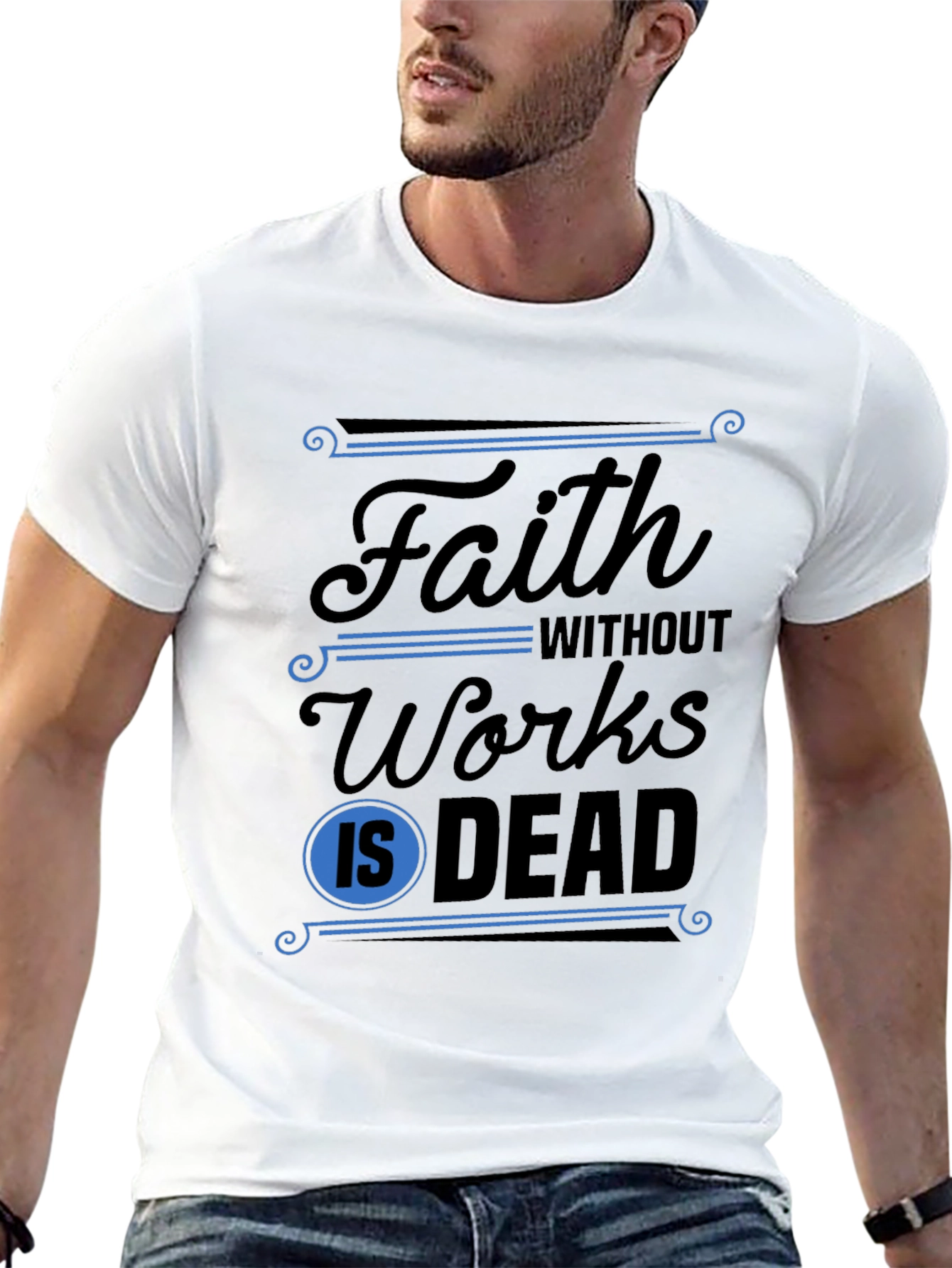 Black Faith Without Works T-Shirt view 13