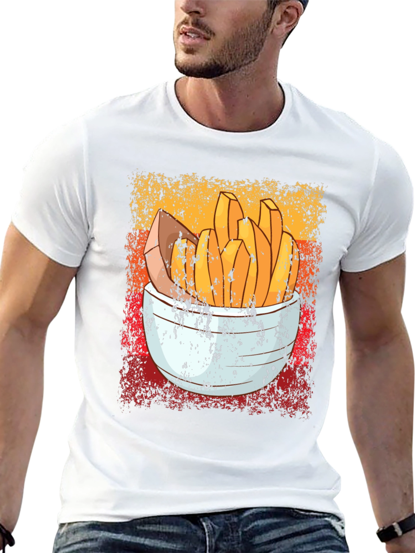 Black Retro French Fries T-Shirt - Vintage Style Food Tee view 13