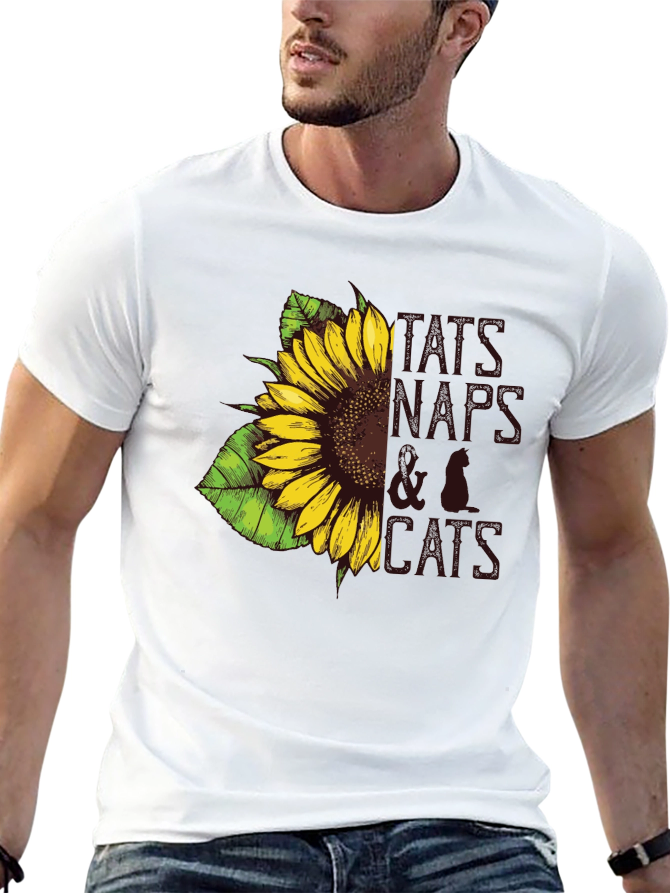Black Tats, Naps & Cats Sunflower Graphic Tee view 13