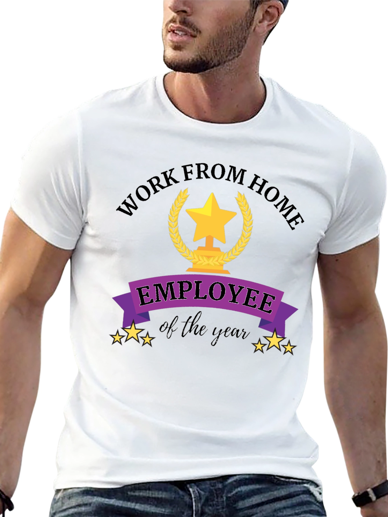 Black Work From Home Employee of the Year Black T-Shirt view 13