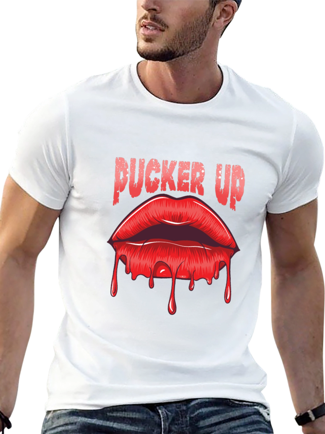 Black Pucker Up Lips Graphic T-Shirt view 13