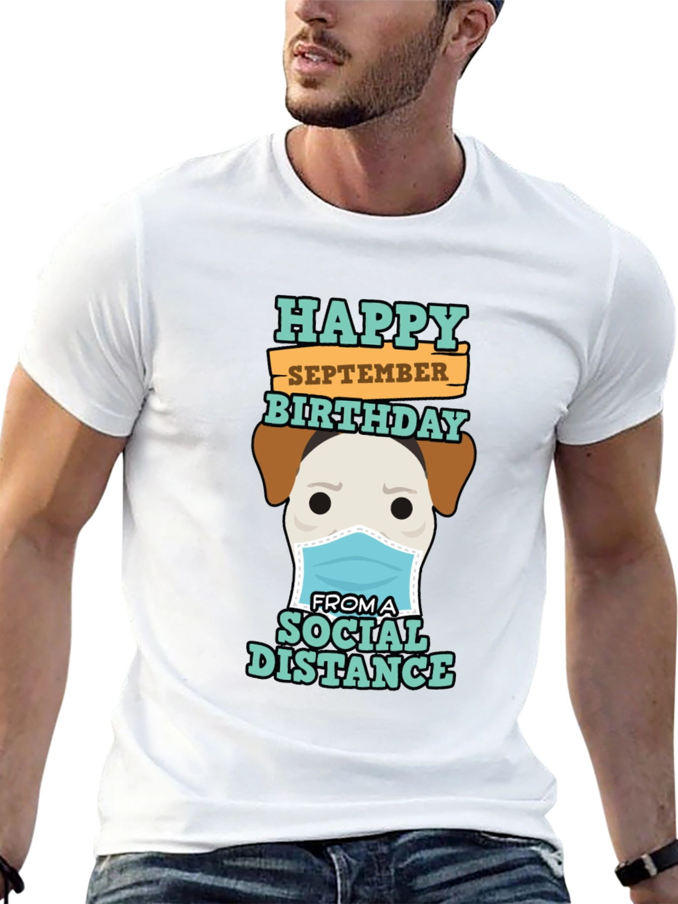 Black Funny September Birthday Social Distance Dog T-Shirt view 13