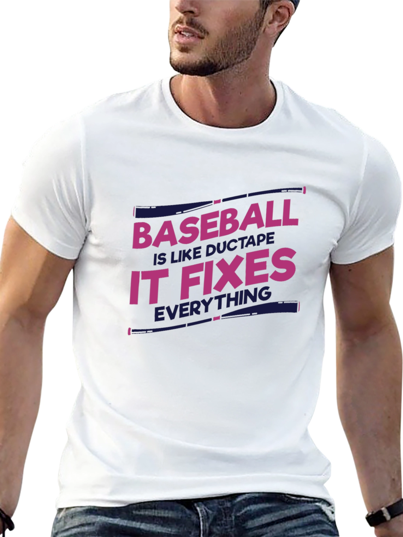 Black Baseball Fixes Everything T-Shirt - Black view 13