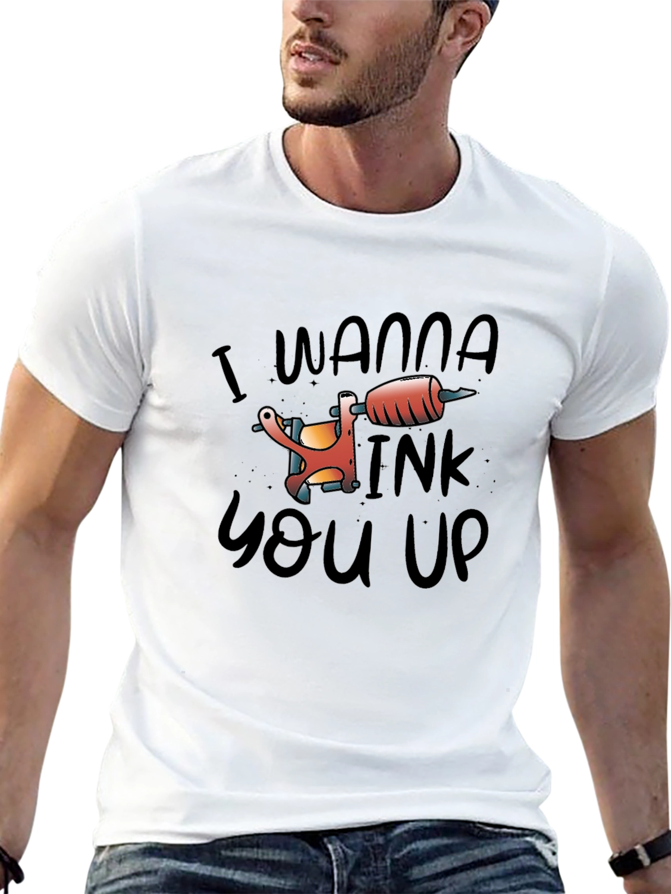 Black I Wanna Ink You Up Tattoo Graphic T-Shirt view 13