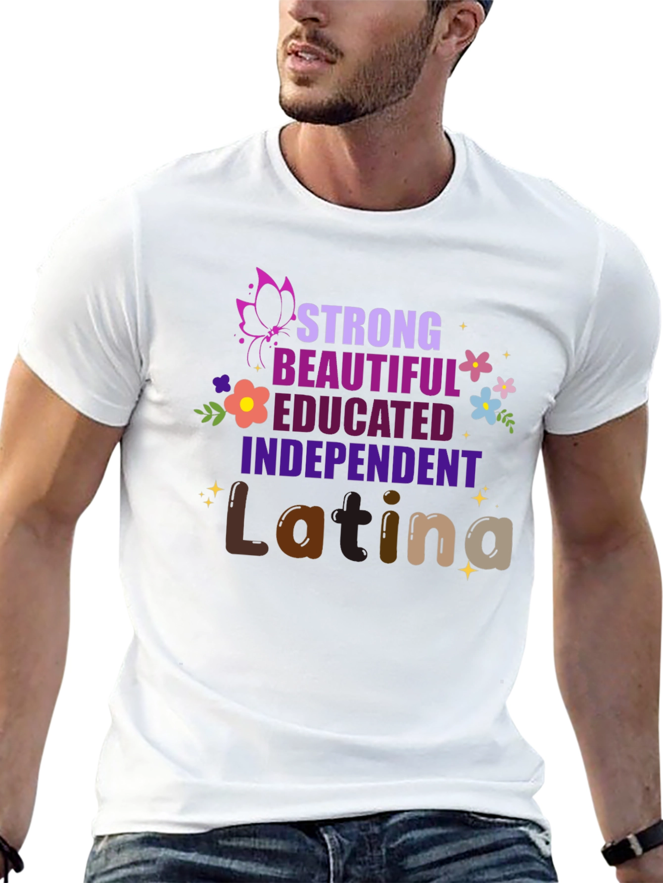 Black Strong Latina Graphic Tee - Empowerment Shirt view 13