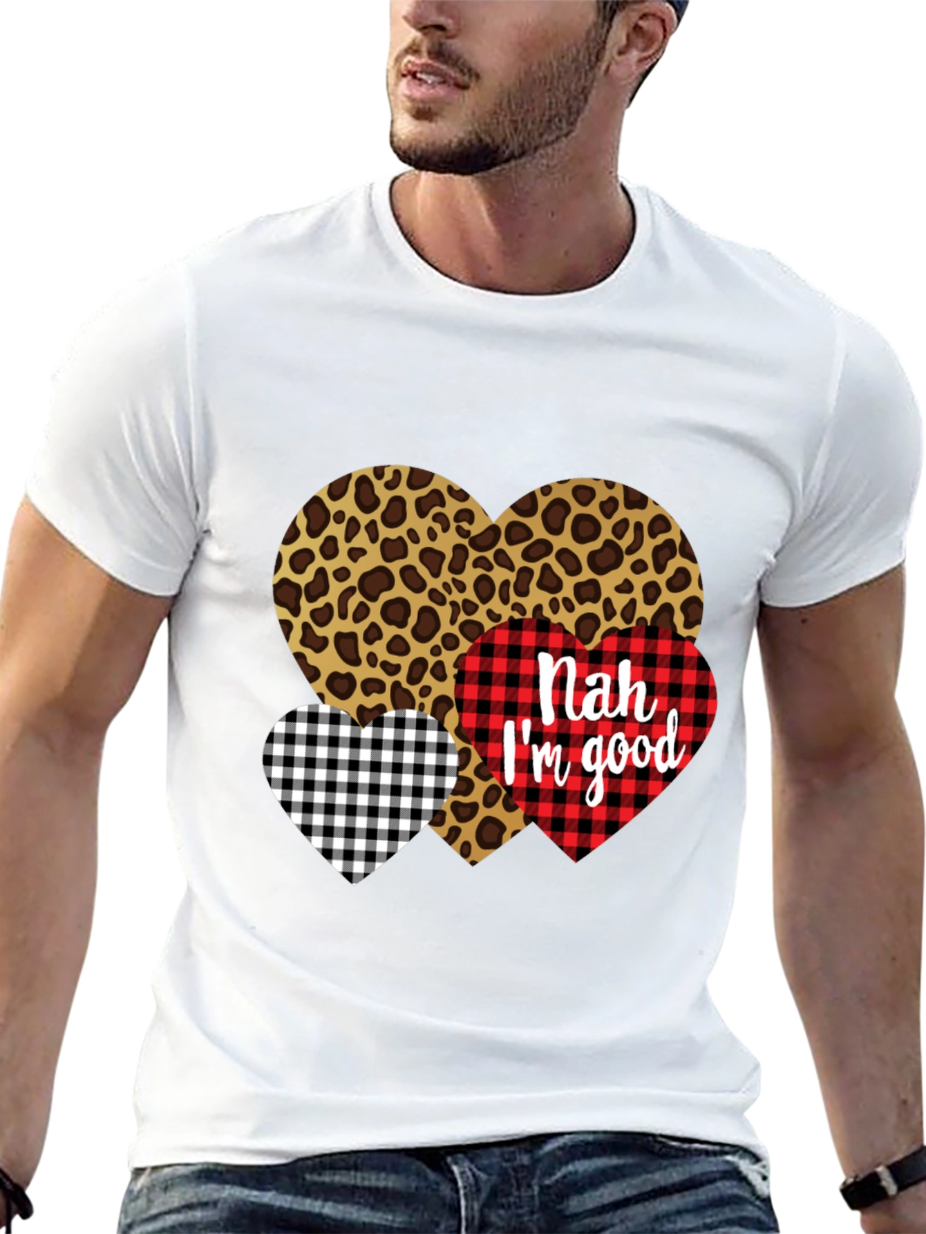 Black Nah I'm Good Heart Print Black T-Shirt view 13