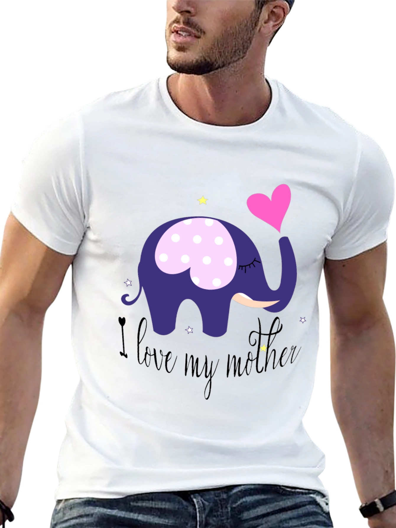 Black I Love My Mother Elephant T-Shirt - Soft Cotton Tee view 13
