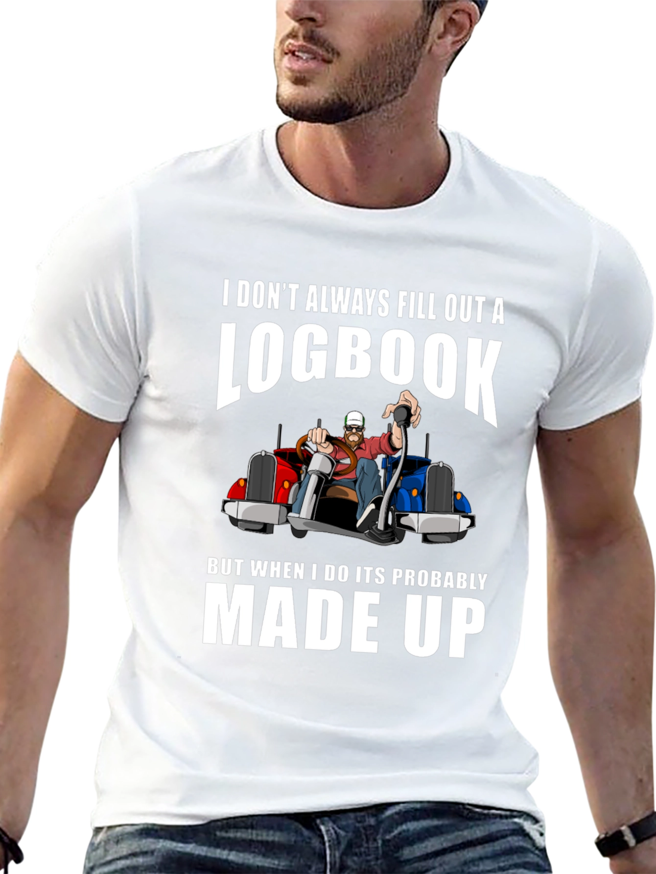Black Funny Trucker Logbook T-Shirt view 13