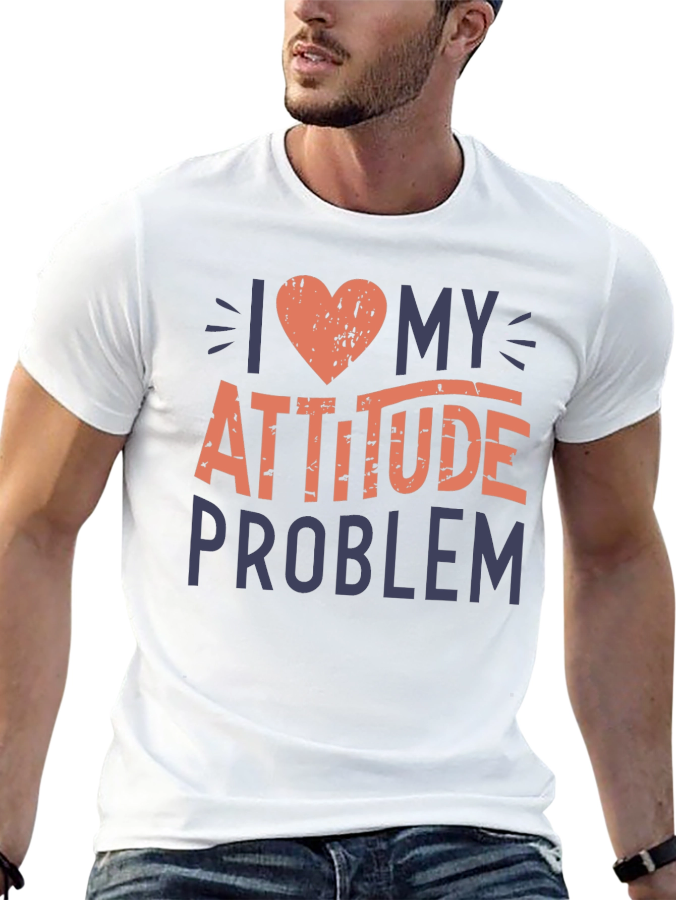 Black I Love My Attitude Problem Graphic T-Shirt view 13