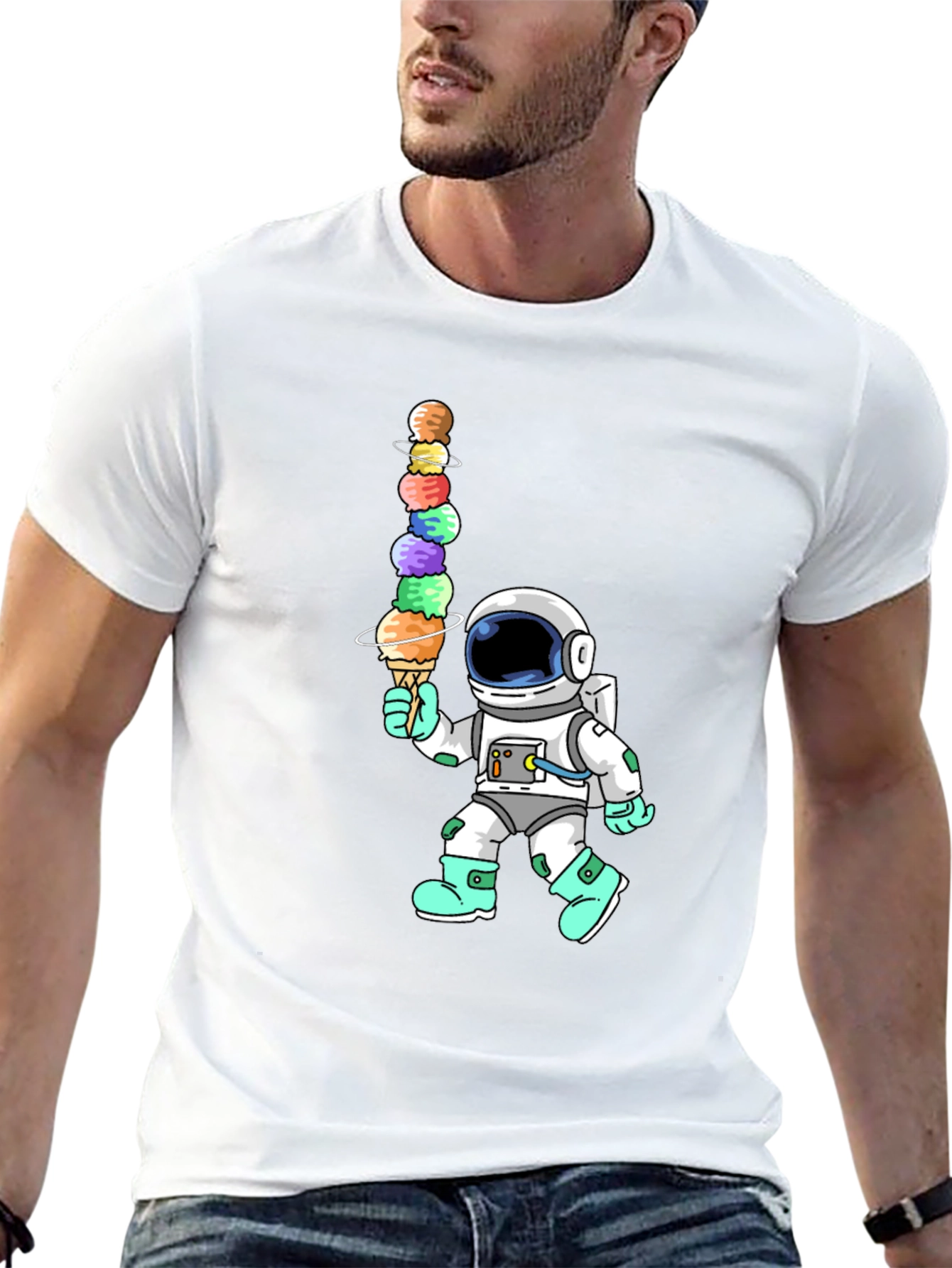 Black Astronaut Ice Cream Stack Graphic Tee view 13