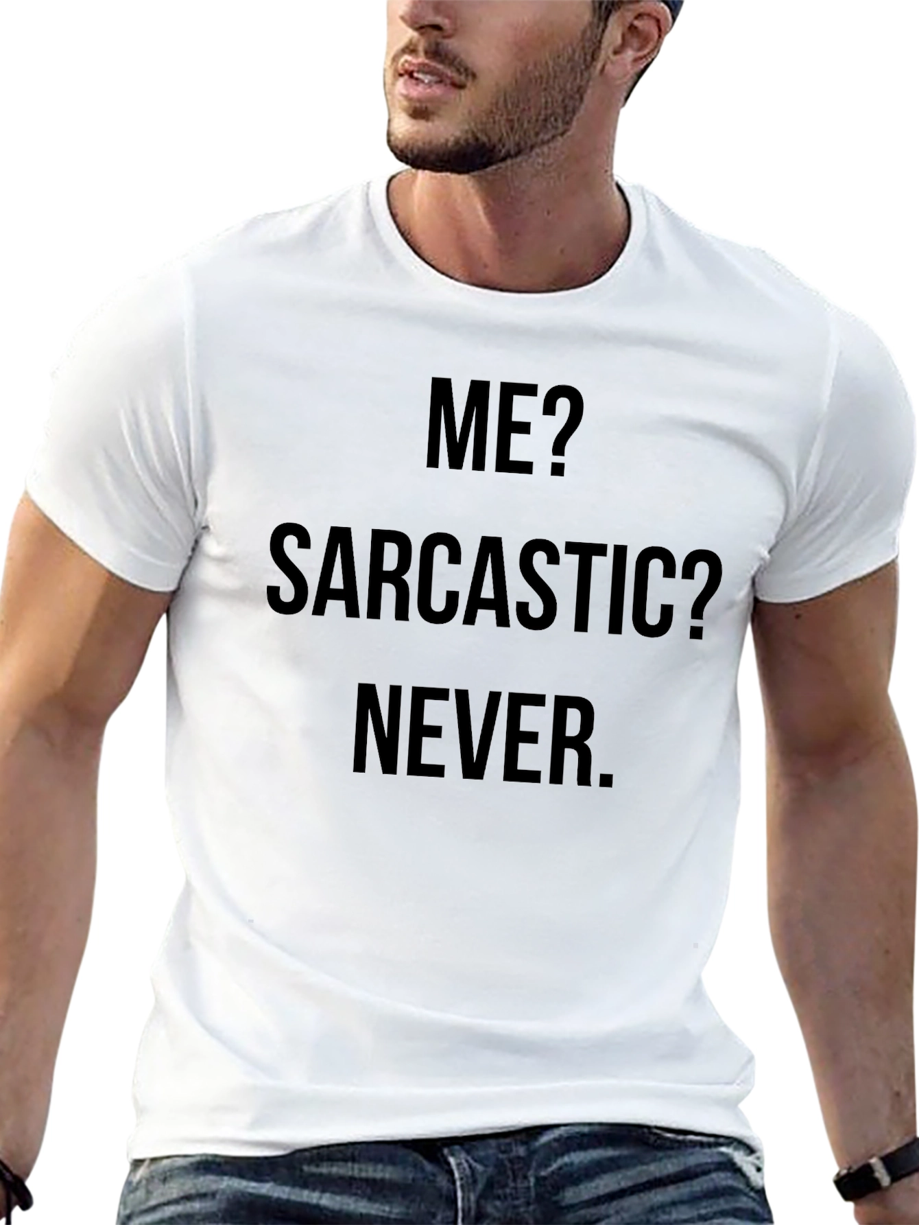 Sarcastic? Never. Black Graphic Tee - 13