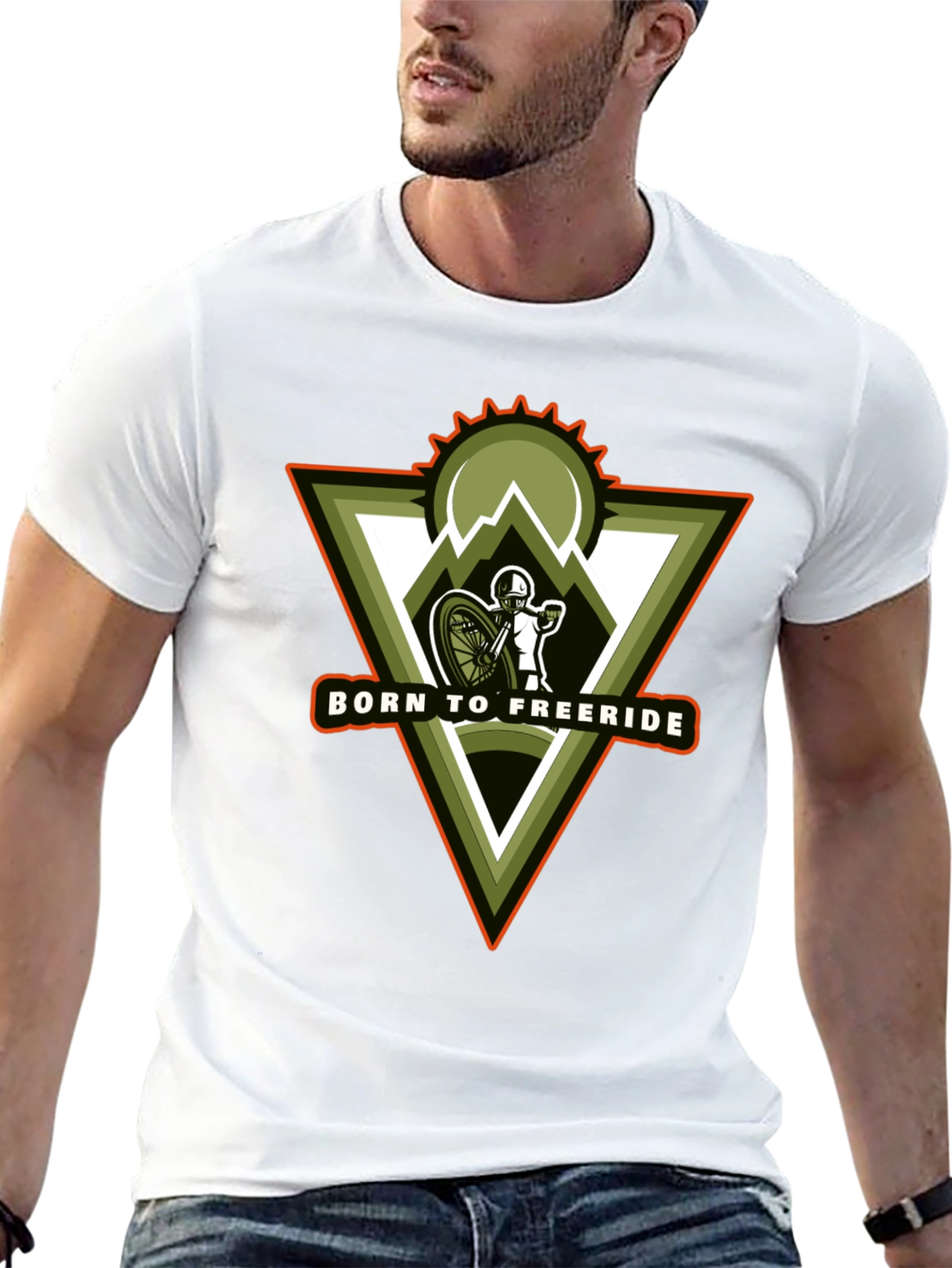 Black Born to Freeride Mountain Biker Black T-Shirt view 13