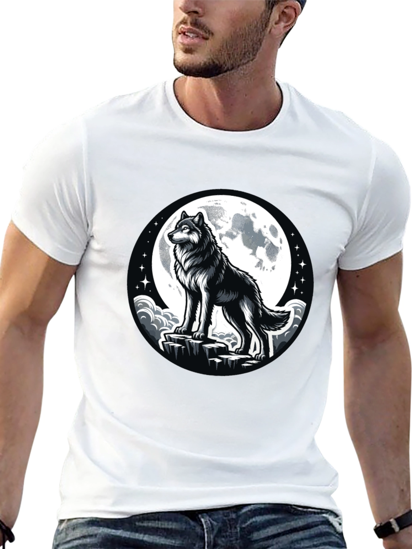 Black Wolf Moon Black T-Shirt view 13