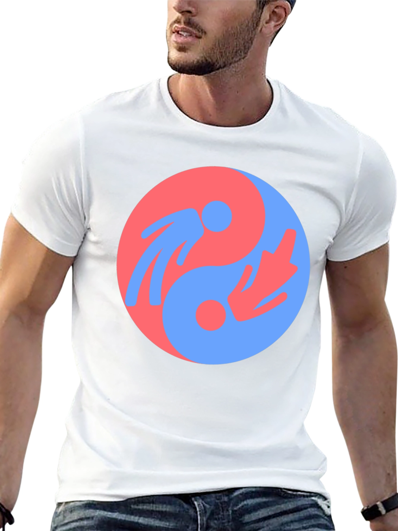 Black Yin Yang Harmony Graphic Tee - Unisex Black T-Shirt view 13