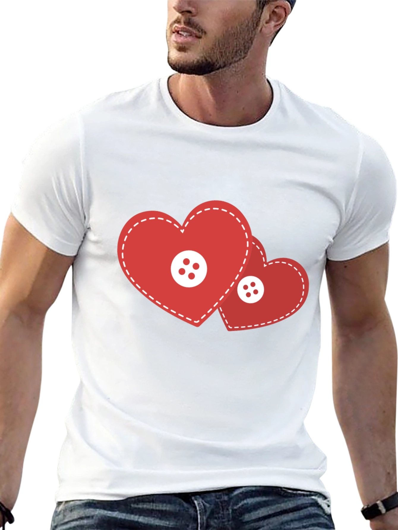 Black Heart Buttons Black T-Shirt view 13