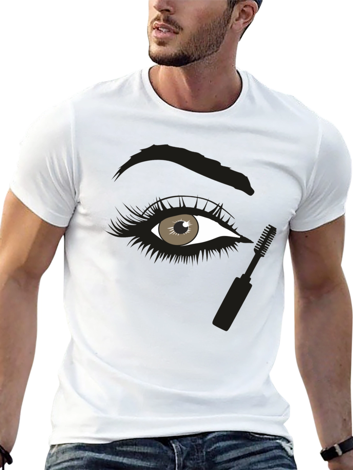 Black Eye Makeup Graphic Tee - Unisex Black Cotton Shirt view 13