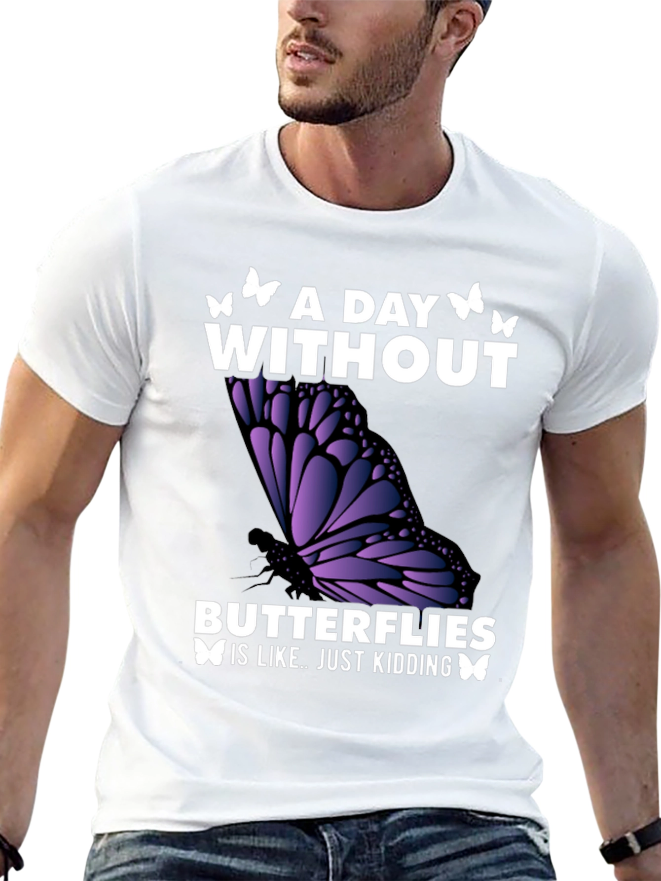 Black A Day Without Butterflies T-Shirt view 13