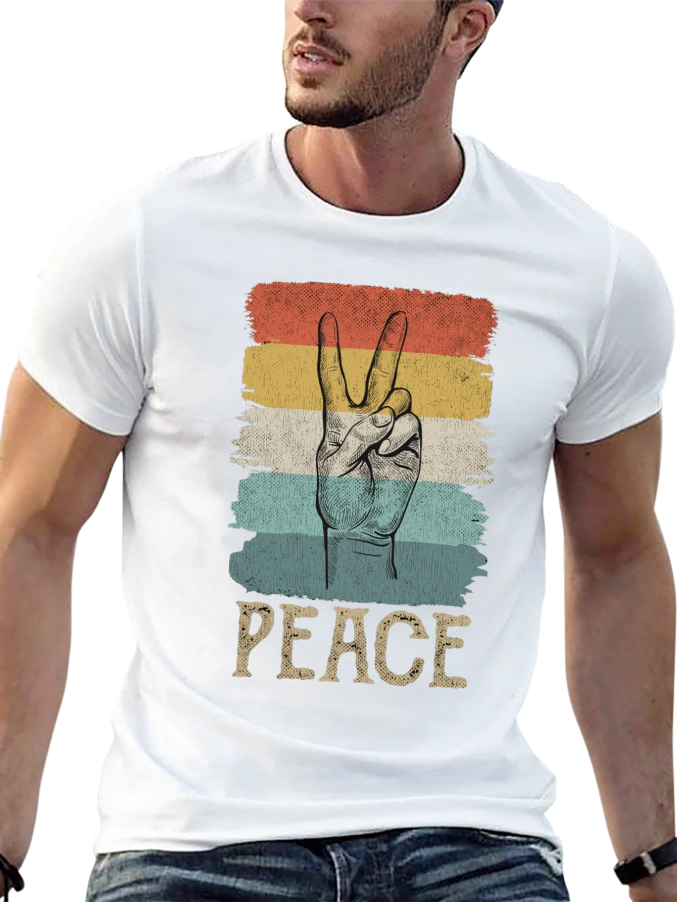 Black Retro Peace Sign T-Shirt view 13