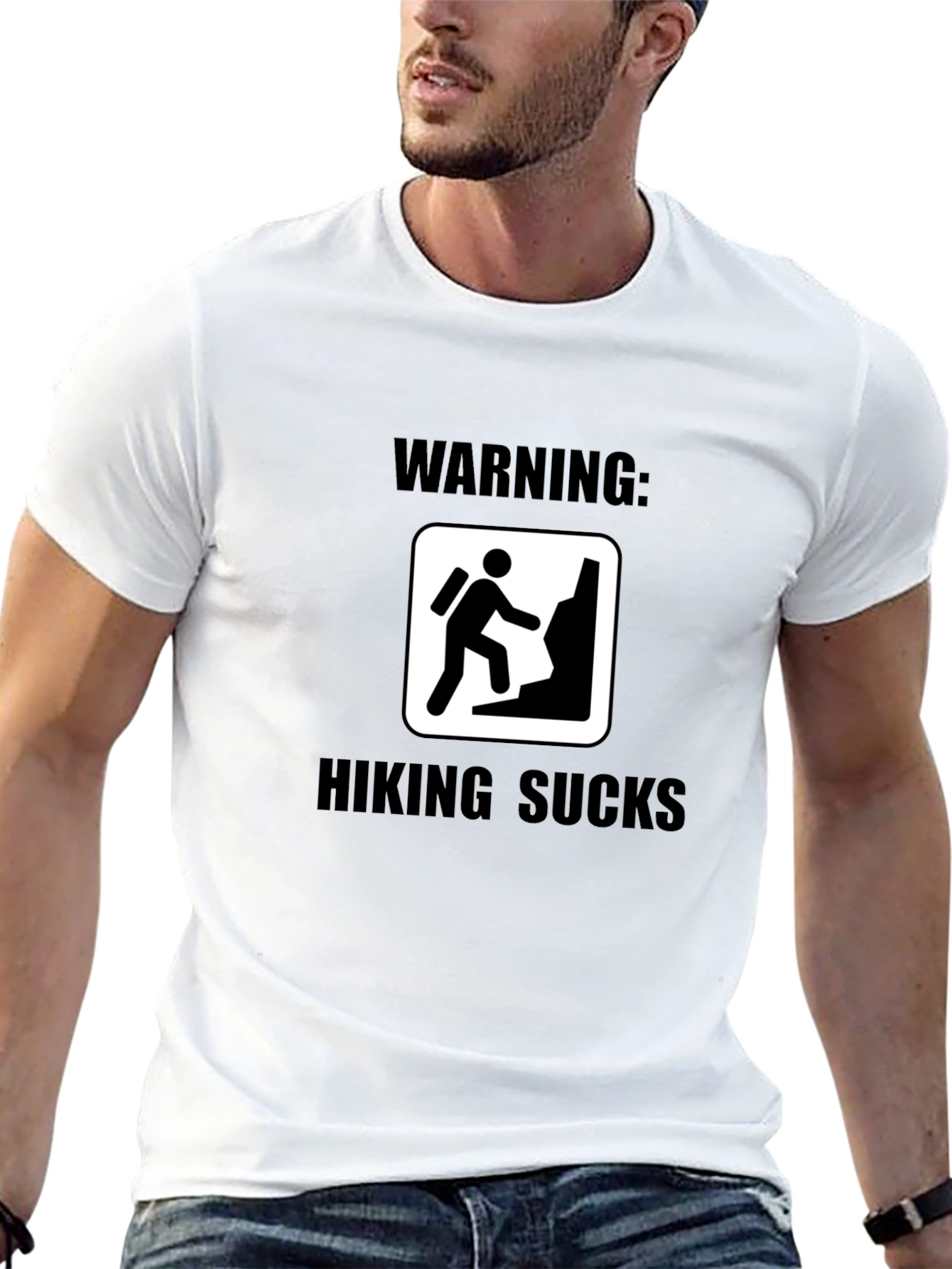 Black Warning: Hiking Sucks Black T-Shirt view 13