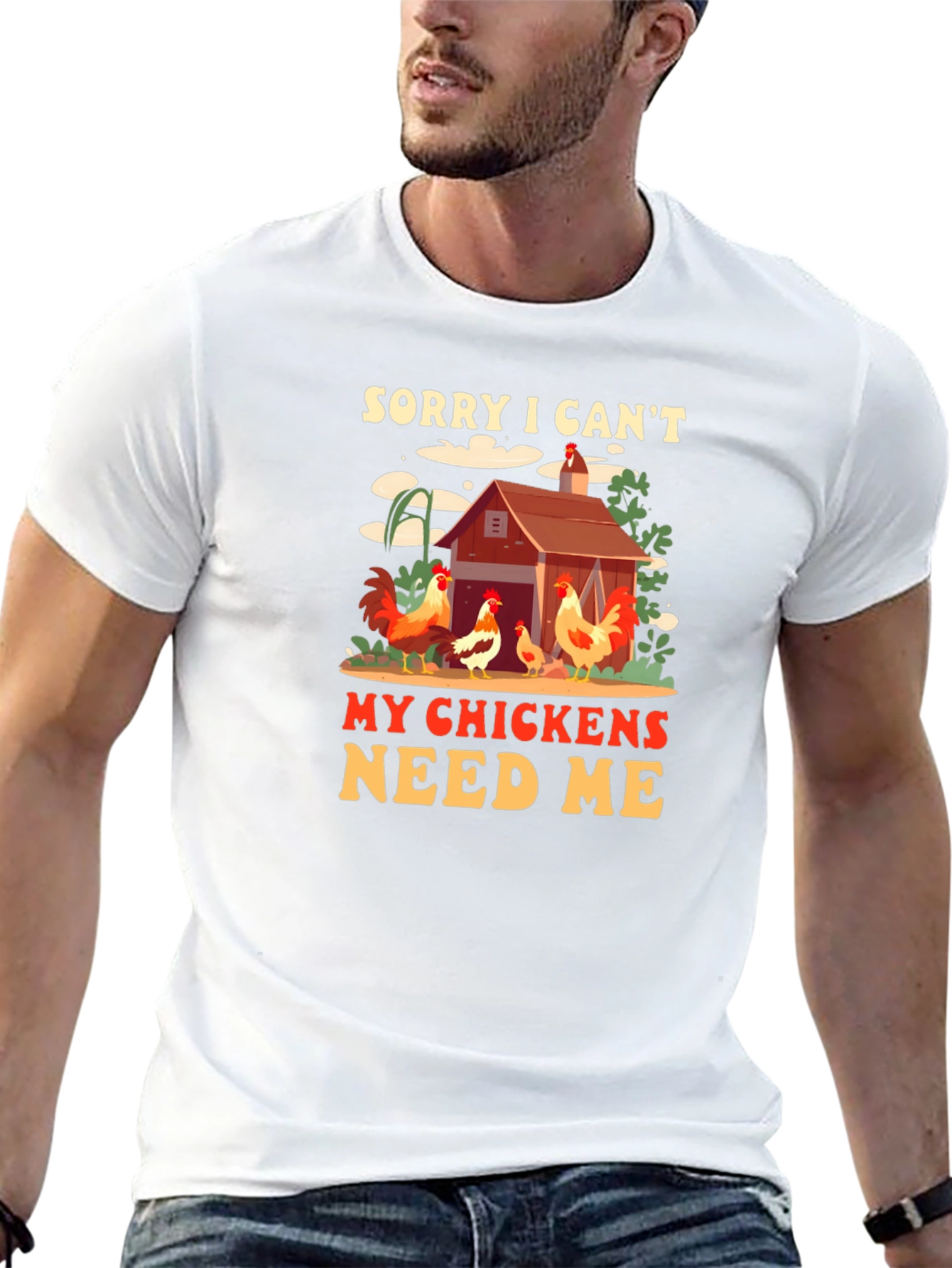 Black Sorry I Can't My Chickens Need Me Graphic Tee view 13