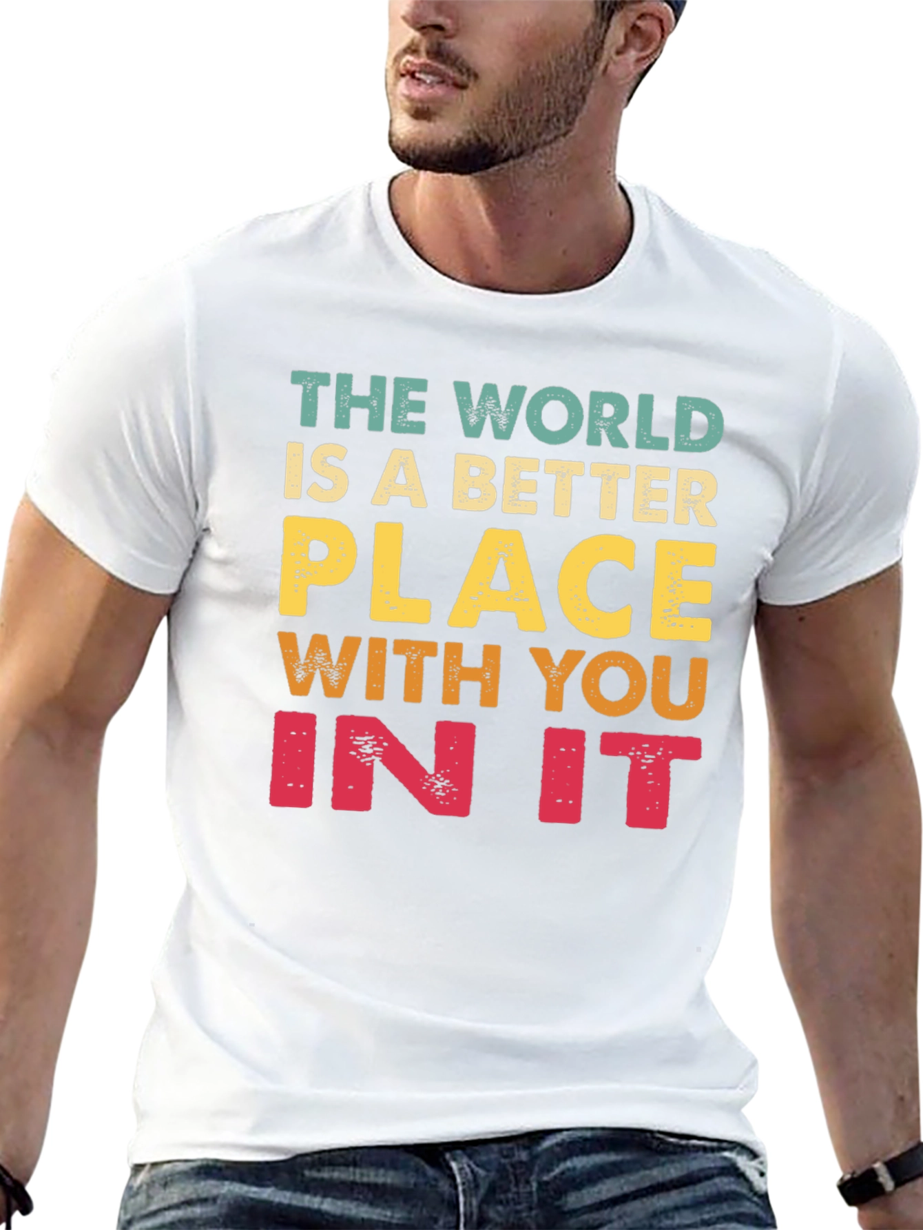 Black The World Is Better With You T-Shirt view 13