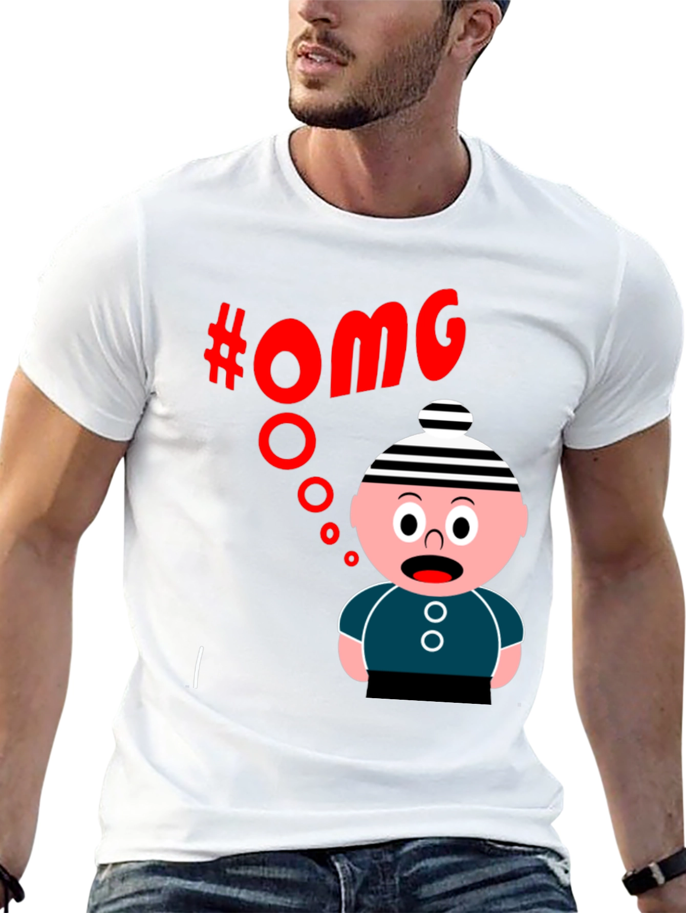 Black OMG Cartoon T-Shirt - Black Cotton Blend view 13